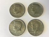 Lot of 4 1967 US Kennedy Half Dollars 40% Silver