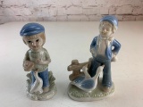 Lot of 2 Vintage Porcelain Dutch Boy Figures with Geese
