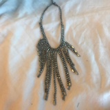 Silver Toned Costume Rhinestone Necklace
