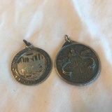 Lot of 2 Misc. Silver-Toned Coin Necklace Pendants