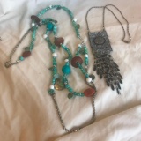 Lot of 2 Misc. Long Beaded Costume Necklaces