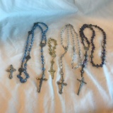 Lot of 3 Misc. Beaded Rosary Bead Necklaces, 1 Rosary Bracelet, and 1 Extra Cross Pendant