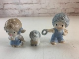 Lot of 3 Vintage RUSS porcelain Mini Figures Children and Dog