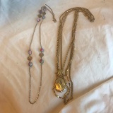 Lot of 2 Misc. Gold-Toned Costume Necklaces