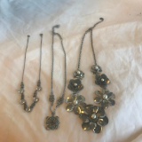Lot of 3 Misc. Silver-Toned Costume Necklaces