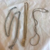 Lot of 3 Misc. Gold-Toned and Silver-Toned Simple Costume Chain Necklaces