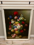 Large Floral Painting On Canvas Framed