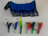 Lot of 6 Deep Sea Offshore Fishing Lures by Zukers and others with storage case