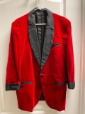 Vintage...red velvet and black satin smoking jacket