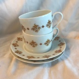 4 Piece Vintage Teacup and Saucer Set by Georges Boyer Made in France