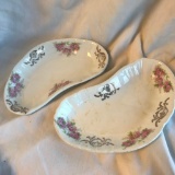 Lot of 2 Vintage Identical Ceramic Hand-Painted Bone Dish