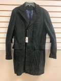 Bruno Magli Dark Grey Long Leather Suede jacket Size 40 NEW with tag