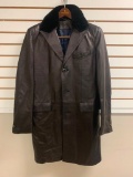Bruno Magli Italian Black Long Leather jacket Size 40