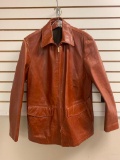 Canali Sport Brown Leather Jacket Men's Size 52 Made In Italy