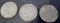 Lot of 3 1922-P, D and S Peace One Dollar 90% Silver Coins...