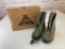 Sage green suede and canvas Thorogood...hot weather steel toe combat boots NEW in box Sz. 3 XW