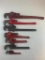 Lot of 7 various sizes Pipe Wrenches-24 inches to 6 inches