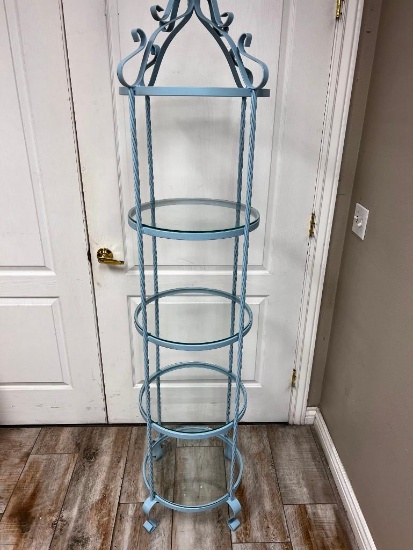 Large 69" Tall Metal Plant Stand with 4 Glass Shelves