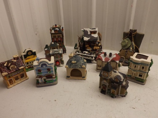 ceramic Christmas village houses lot of 10