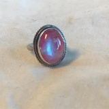 Sterling Silver Ring with Pink Opal Center Gem Size 7.5 | 8.35 Grams