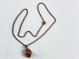 Gold Tone Necklace with Gold Tone Rock Pennant