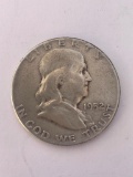 1952 90% Silver US Benjamin Franklin Dollar 50 Cent Coin