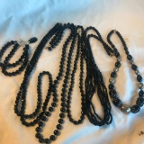 Lot of 5 Misc. Black Bohemian Glass Beaded Necklaces and 1 Bracelet