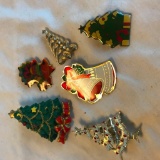 Lot of 6 Misc. Christmas Themed Brooches