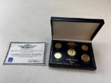 1999 24kt Gold Plated US Mint Proof 5 Coin Set Uncirculated with Display Box