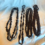 Lot of 4 Misc. Similar Wooden Beaded Necklaces