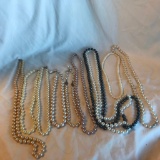 Lot of 9 Misc. Faux-Pearl Beaded Costume Necklaces