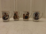 Lot of Four Norman Rockwell coffee cups