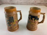 Lot of 2 Vintage Ceramic Beer Steins