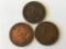 Lot of 3 Canada One Cent Copper Penny; 1926, 1928, 1933