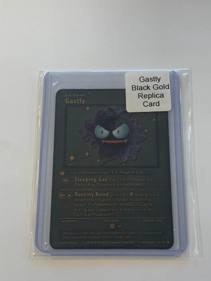 POKEMON GASTLY Limited Edition Replica black gold Metal Card