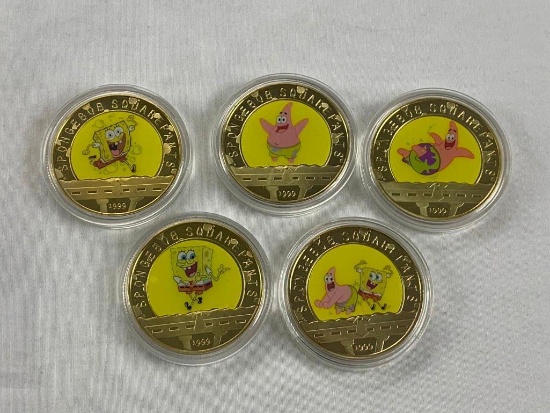 Set of 5 SPONGEBOB SQUAREPANTS Limited Edition Novelty Tokens Coins