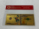 Walt Disney DONALD DUCK 24K GOLD Plated Foil Novelty Note $1,000,000 Bill Gold Banknote