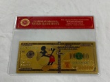 Walt Disney MICKEY MOUSE 24K GOLD Plated Foil Novelty Note $1,000,000 Bill Gold Banknote