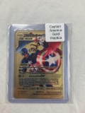 POKEMON Captain America Limited Edition Novelty Replica Gold Metal Card