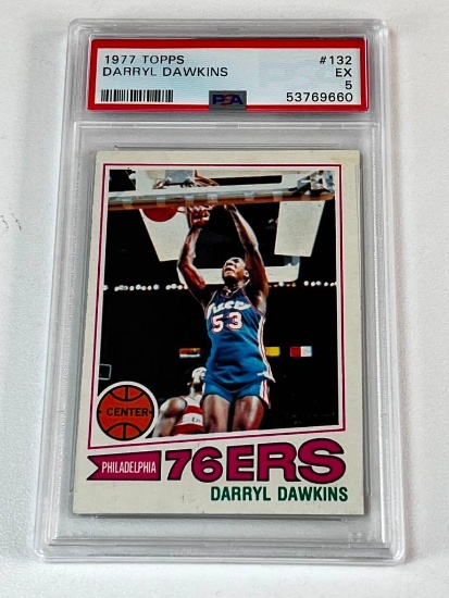 DARRYL DAWKINS Hall Of Fame 1977 Topps Basketball ROOKIE Card Graded PSA 5 EX