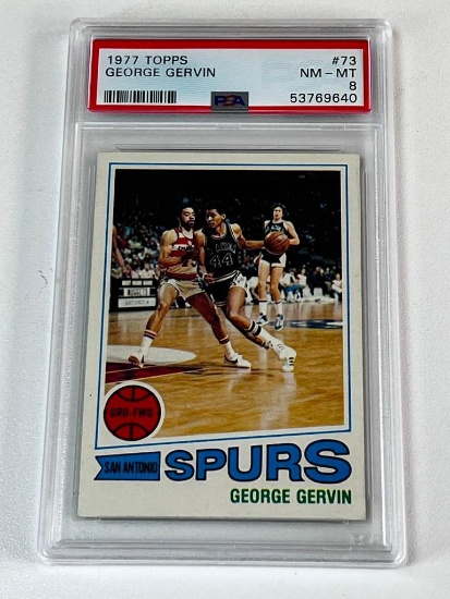 GEORGE GERVIN Hall Of Fame 1977 Topps Basketball Card Graded PSA 8 NM-MT