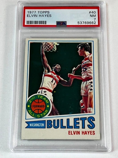 ELVIN HAYES Hall Of Fame 1977 Topps Basketball Card Graded PSA 7 NM