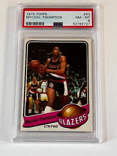 MYCHAL THOMPSON 1979 Topps Basketball ROOKIE Card Graded PSA 8 NM-MT