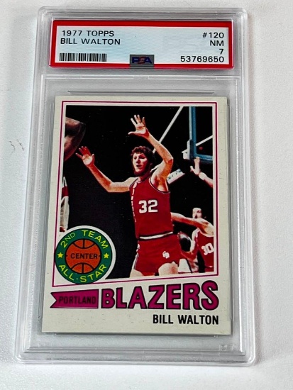 BILL WALTON Hall Of Fame 1977 Topps Basketball Card Graded PSA 7 NM