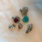 Lot of 6 Misc. Small Silver Toned Rhinestone and Semi-Precious Stone Necklace Pendants