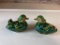 Lot of 2 Brass Ducks With Inlay Trinket Boxes