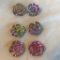 Lot of 1 Pairs of Iridescent Rose Pierced Earrings and 4 Identical Button Attachments