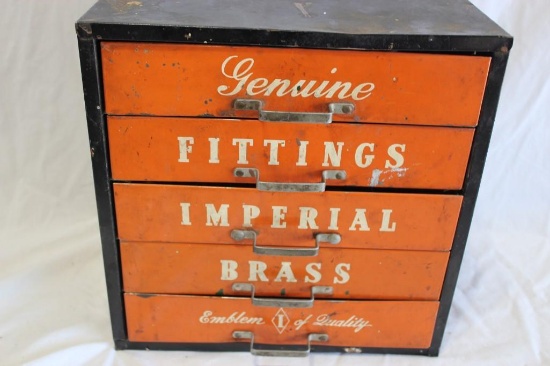 Old Vintage Metal Advertising Parts Box Filled With Stuff as Shown