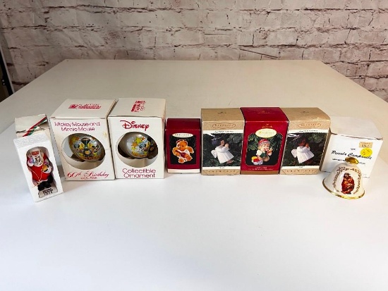 Lot of 8 Christmas Ornaments- Hallmark Keepsake, Walt Disney and others with Boxes