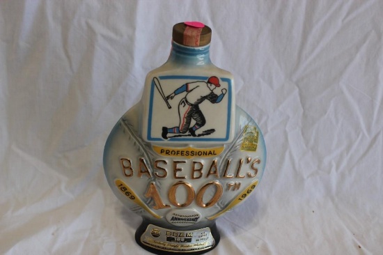 Jim Beam Commemorative Baseball Decanter 100th Anniversary 1869 -1969